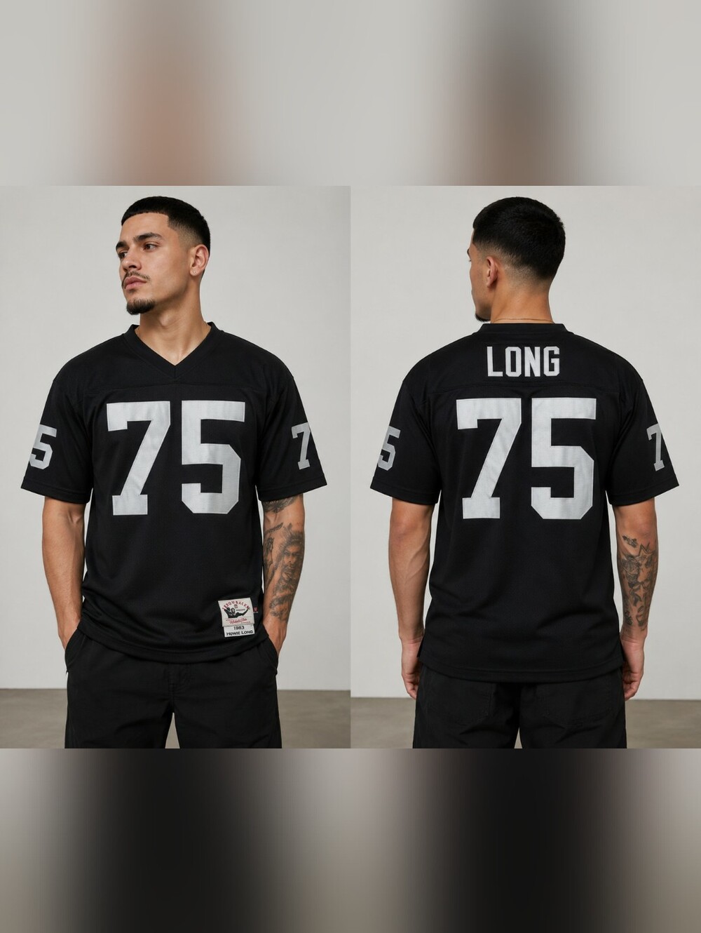 RAIDERS 1983 HOWIE LONG #75 Mitchell & Ness Black Football Jersey